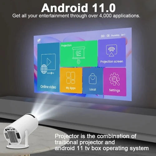 Aprimore sua Experiência de Entretenimento com o Projetor Magcubic HY300 PRO: Android 11, Wi-Fi Duplo 6, Brilho de 260ANSI, Qualidade Visual 1080P e 1280x720P, Perfeito para Cinema em Casa ou ao Ar Livre