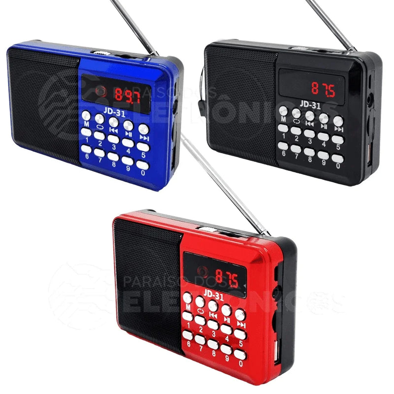 Bluetooth Digital Portable FM Radio, MP3, Pendrive Input and JD31PR Rechargeable Battery Card