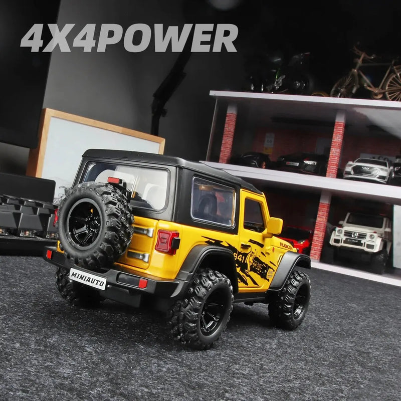 Off-Road 7 Door Wrangler Diecast Toy Car Model, Metal Alloy Vehicle, Portas abertas, Luz, Escala 1:32, Crianças, Meninos, Meninas, Adulto