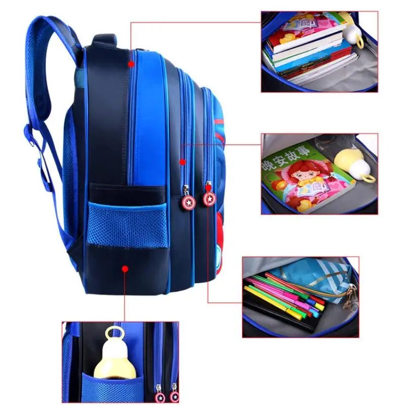 Mochila adequada para crianças de 1 a 12 Estrela de Cinco Pontas dos Desenhos Animados 3D Aparência Disponível em Modelos S M L