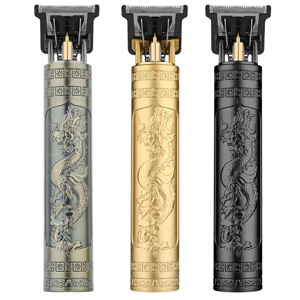 Máquina de corte de cabelo elétrica para homens, cortador de cabelo vintage, barbeador profissional, cortador de barbeiro recarregável, Dragon Buddha, T9