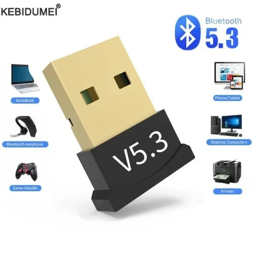 Adaptador USB Bluetooth 5.3: Transmissor e Receptor sem Fio para PC e Laptop