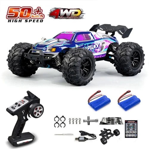 Carro de controle remoto de alta velocidade com farol LED carro RC off road 4WD sem escova caminhão monstro 1/16, brinquedos para meninos, 4x4, 70 km/h