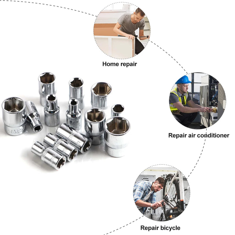 Kit de Ferramentas 46 Peças: Soquete, Chave de Fenda e Catraca para Reparo Automotivo