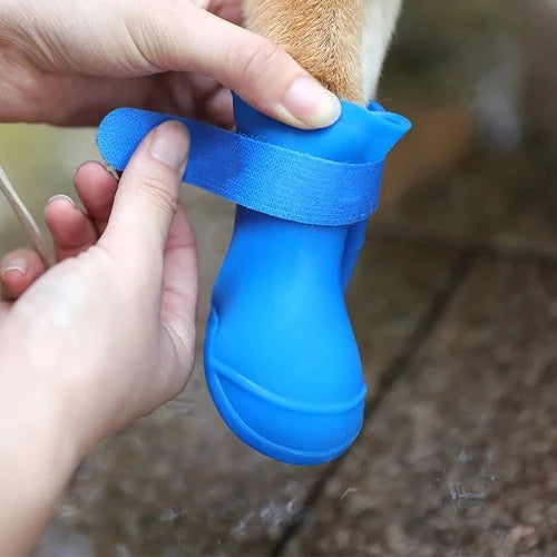 Bota de borracha para pequeno médio grande cães gatos ao ar livre sapato botas de tornozelo do cão acessórios para animais de estimação 4 pçs pet impermeável rainshoe antiderrapante