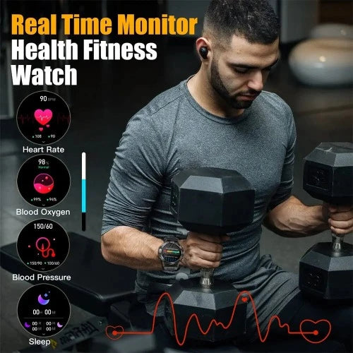 Relógio Inteligente em Aço para Homens MELANDA, Chamada Bluetooth, Rastreador de Fitness Esportivo, Smartwatch IP67 à Prova D 'Água para Android IOS, K52, 1.39