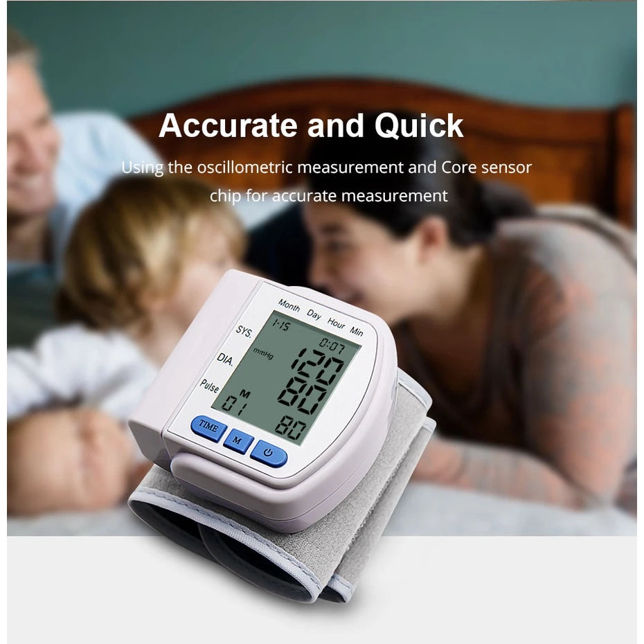 Portátil monitor de pressão arterial digital pulso tonômetro batimento cardíaco medidor de freqüência doméstica bp sphygmomanômetro cuidados de saúde em casa